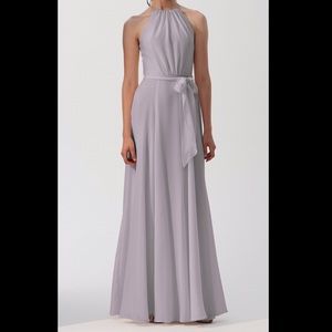 Amsale Kyra bridesmaid dress light grey